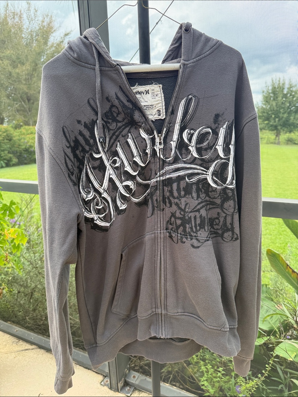 Hurley Gray Script Zip-Up Hoodie Jacket